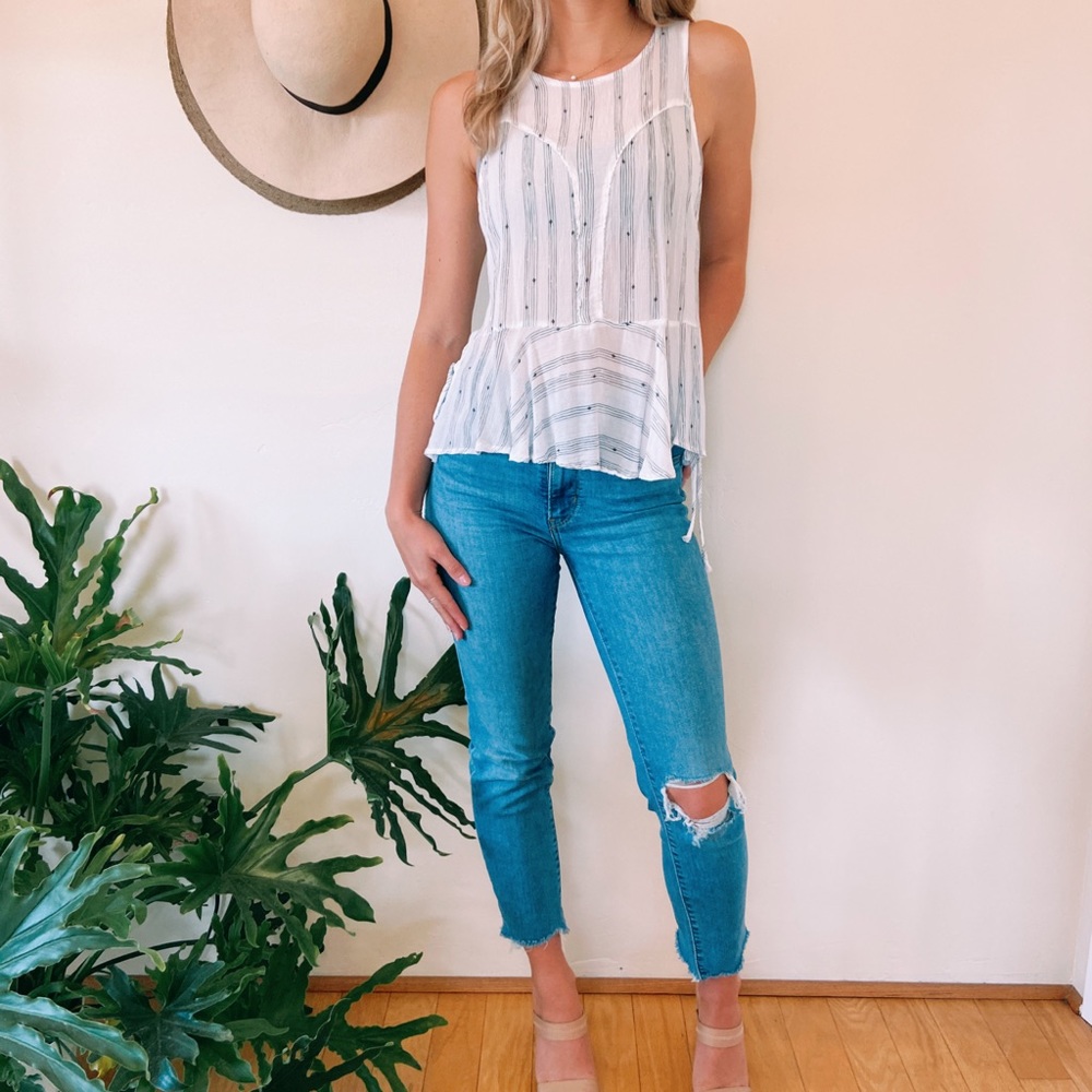 White tank top with back buttons